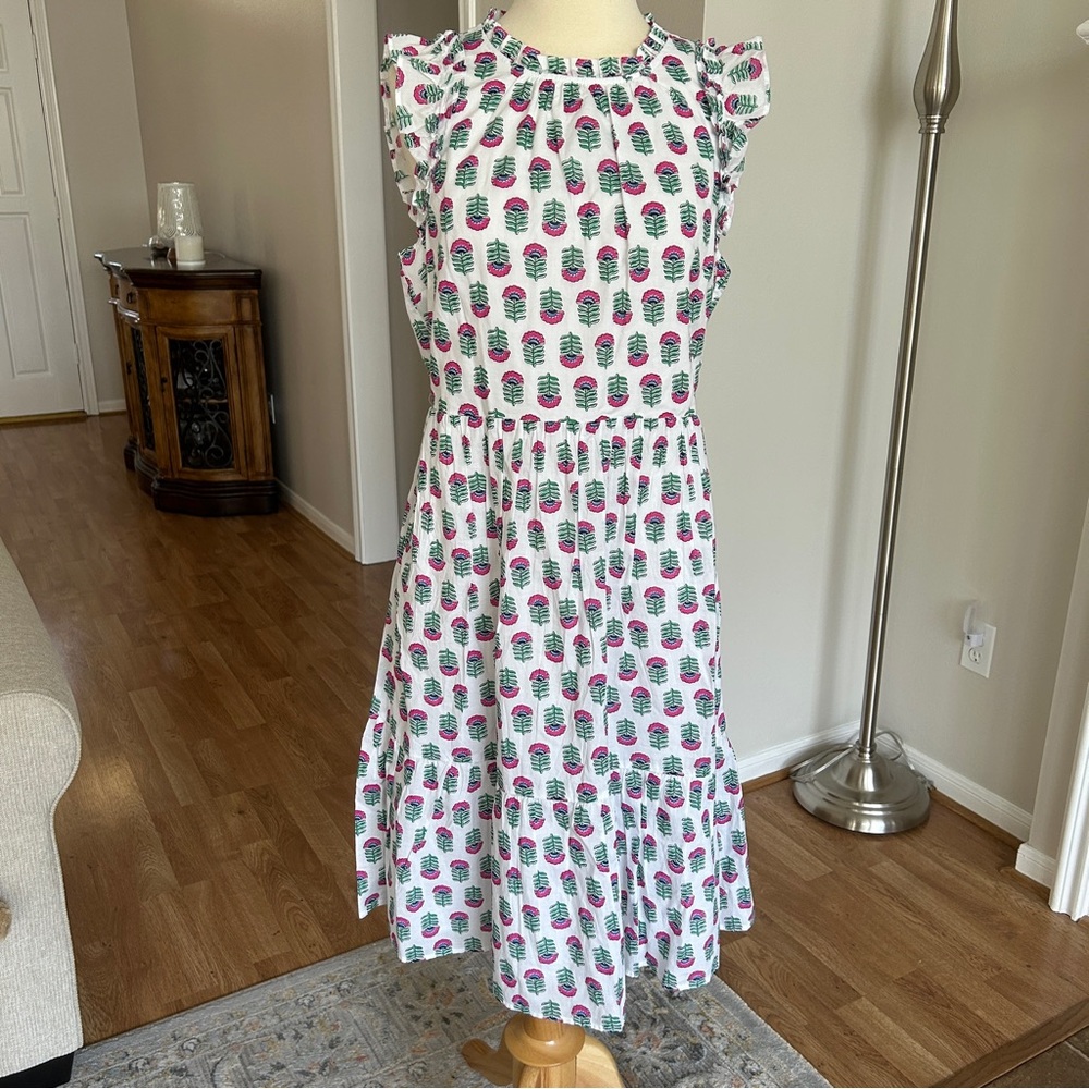 J. Crew Factory NEW Pink & Green Floral Block Print Sleeveless Dress SZ 10 - Picture 2 of 10